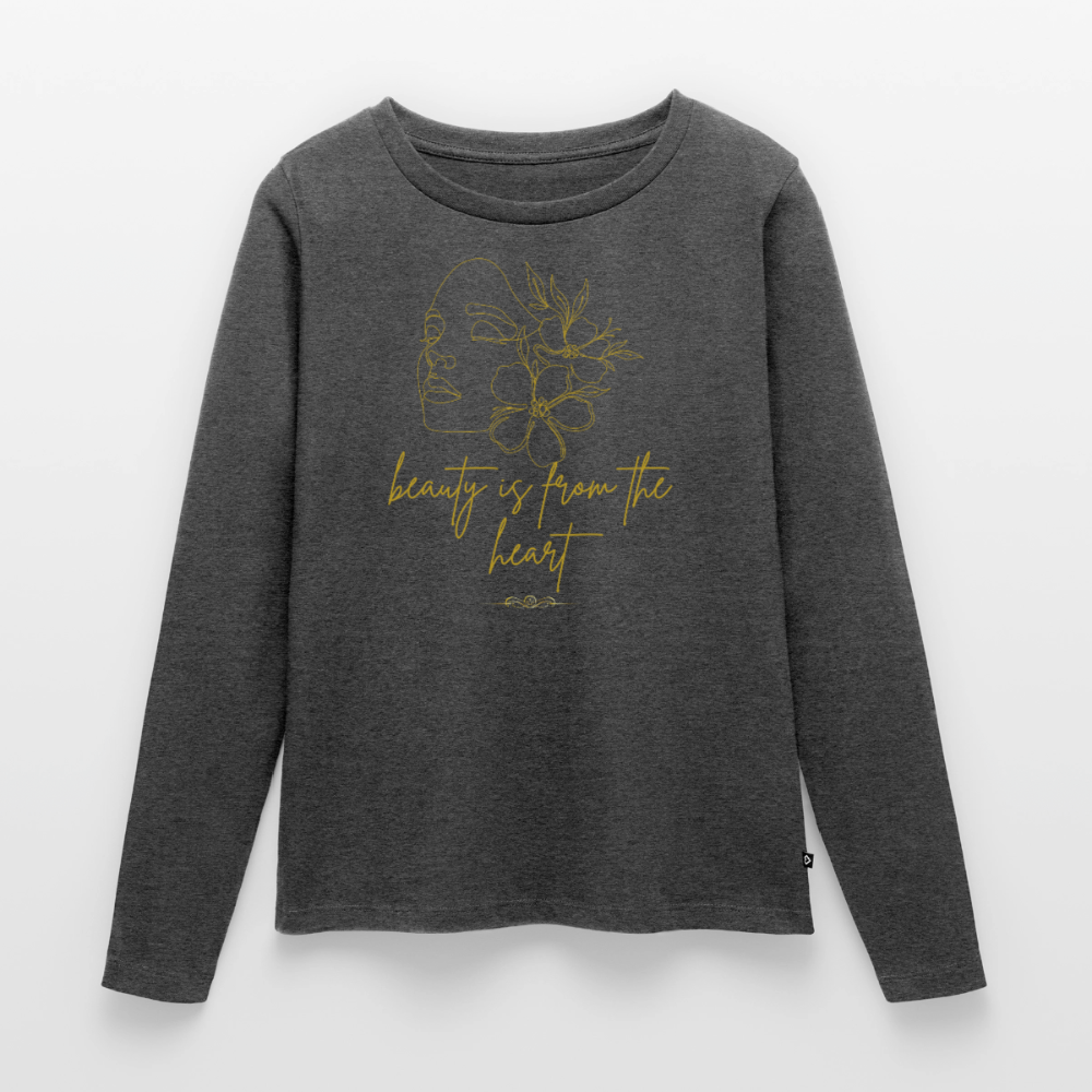 Frauen Premium Langarmshirt - Anthrazit meliert