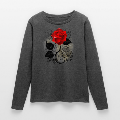 Frauen Premium Langarmshirt - Anthrazit meliert