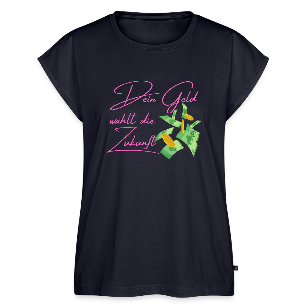 Frauen T-Shirt mit gerollten Ärmeln - Navy