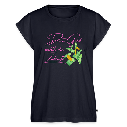 Frauen T-Shirt mit gerollten Ärmeln - Navy