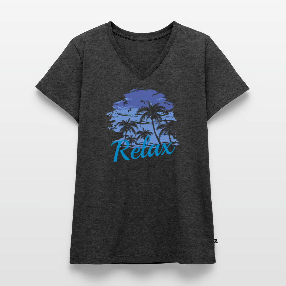 Frauen Bio-T-Shirt mit V-Ausschnitt - Anthrazit meliert