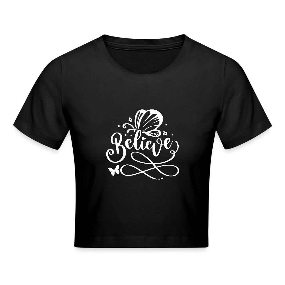 Cropped T-Shirt - Schwarz