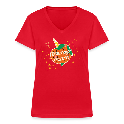 Klassisches Frauen-T-Shirt mit V-Ausschnitt - Rot