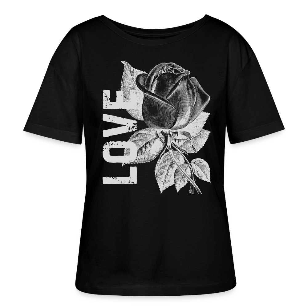 Relaxed Rundhals Frauen Bio-T-Shirt - Schwarz