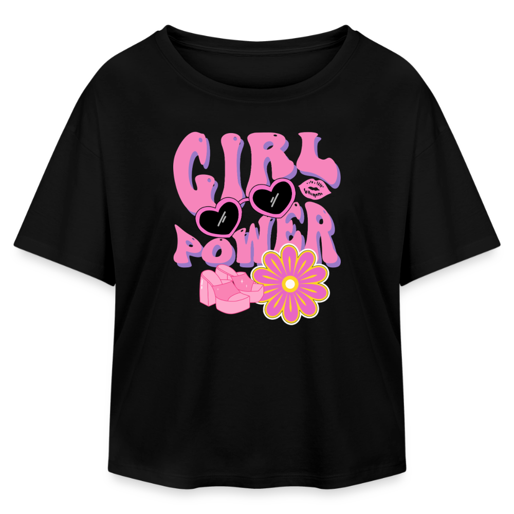 Relaxed Fit Frauen Modal Cotton T-Shirt - Schwarz