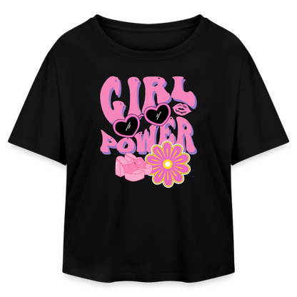 Relaxed Fit Frauen Modal Cotton T-Shirt - Schwarz