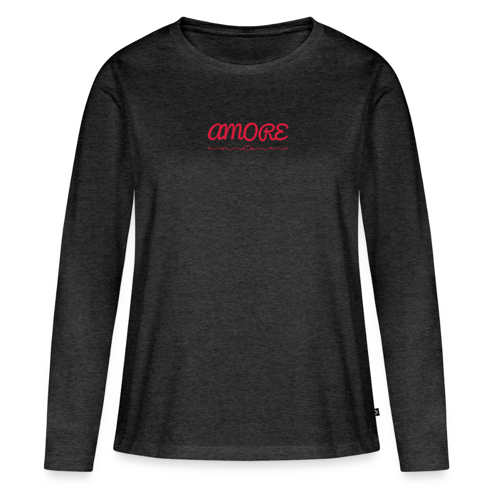 Frauen Premium Langarmshirt - Anthrazit meliert