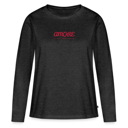 Frauen Premium Langarmshirt - Anthrazit meliert