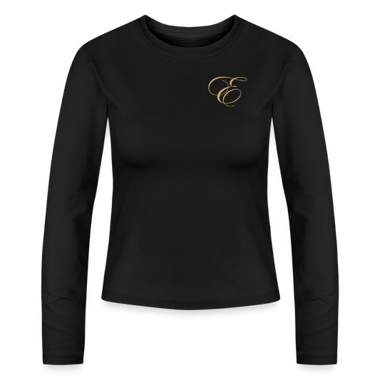 Slim Fit Frauen Organic Langarmshirt - Schwarz