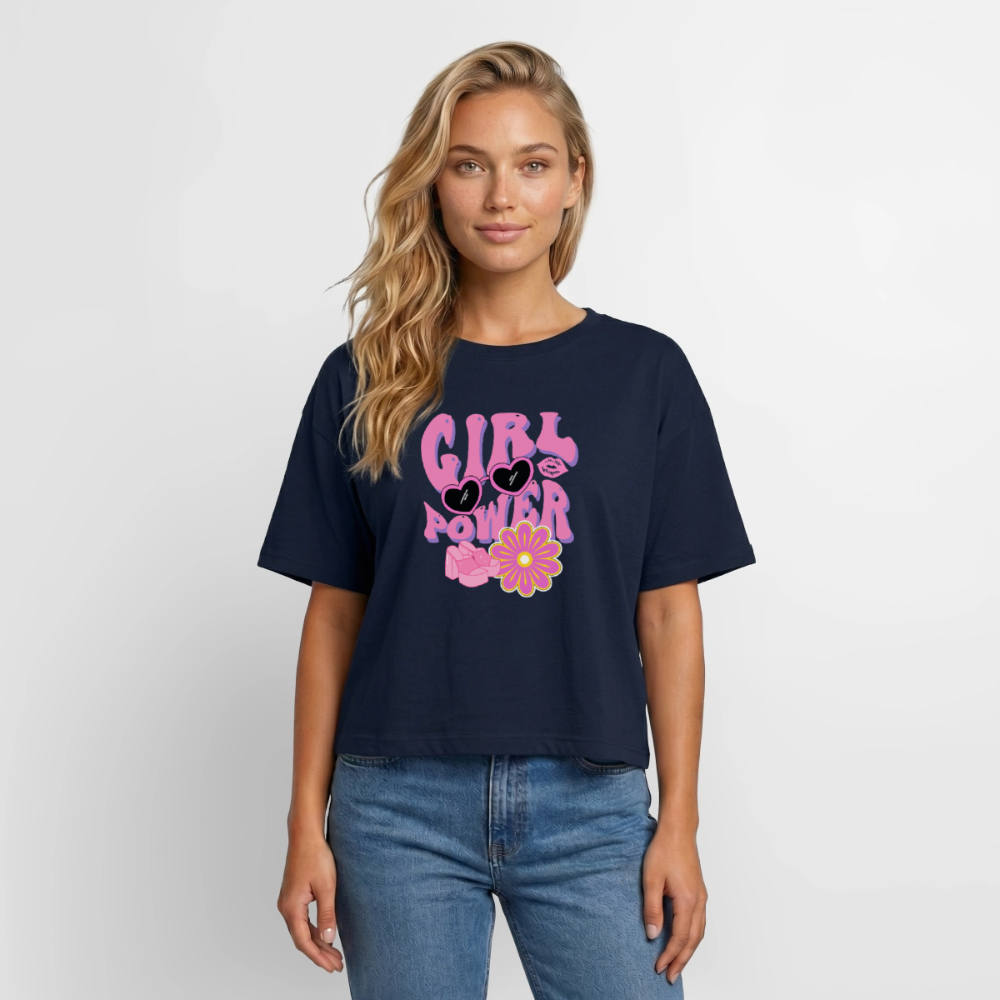 Relaxed Fit Frauen Modal Cotton T-Shirt - Navy