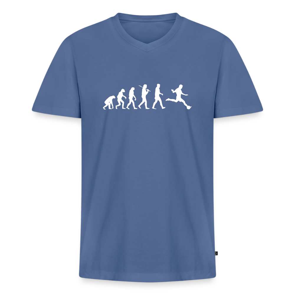 Männer Bio-T-Shirt mit V-Ausschnitt - Taubenblau