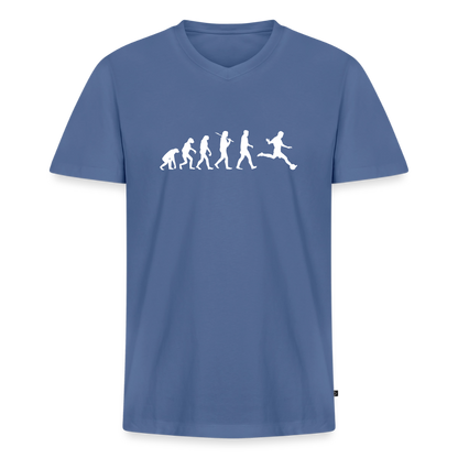 Männer Bio-T-Shirt mit V-Ausschnitt - Taubenblau