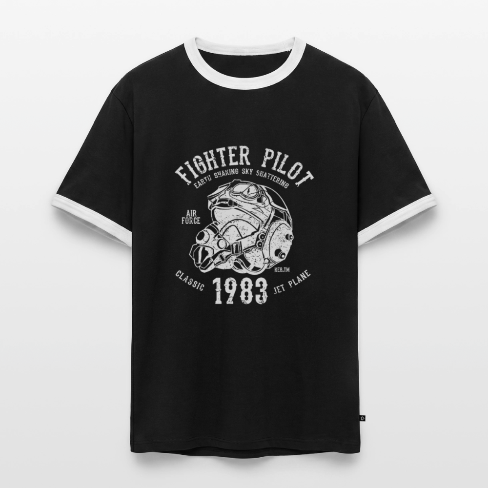 Slim Fit Männer Organic Contrast T-Shirt - Schwarz/Weiß