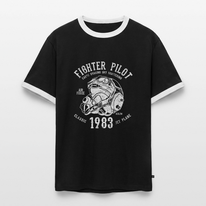 Slim Fit Männer Organic Contrast T-Shirt - Schwarz/Weiß